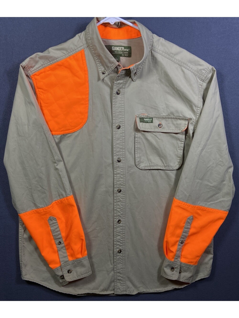 Gander Mountain Guide Series Shirt Khaki Orange Bird Hunting Men’s L Shooting